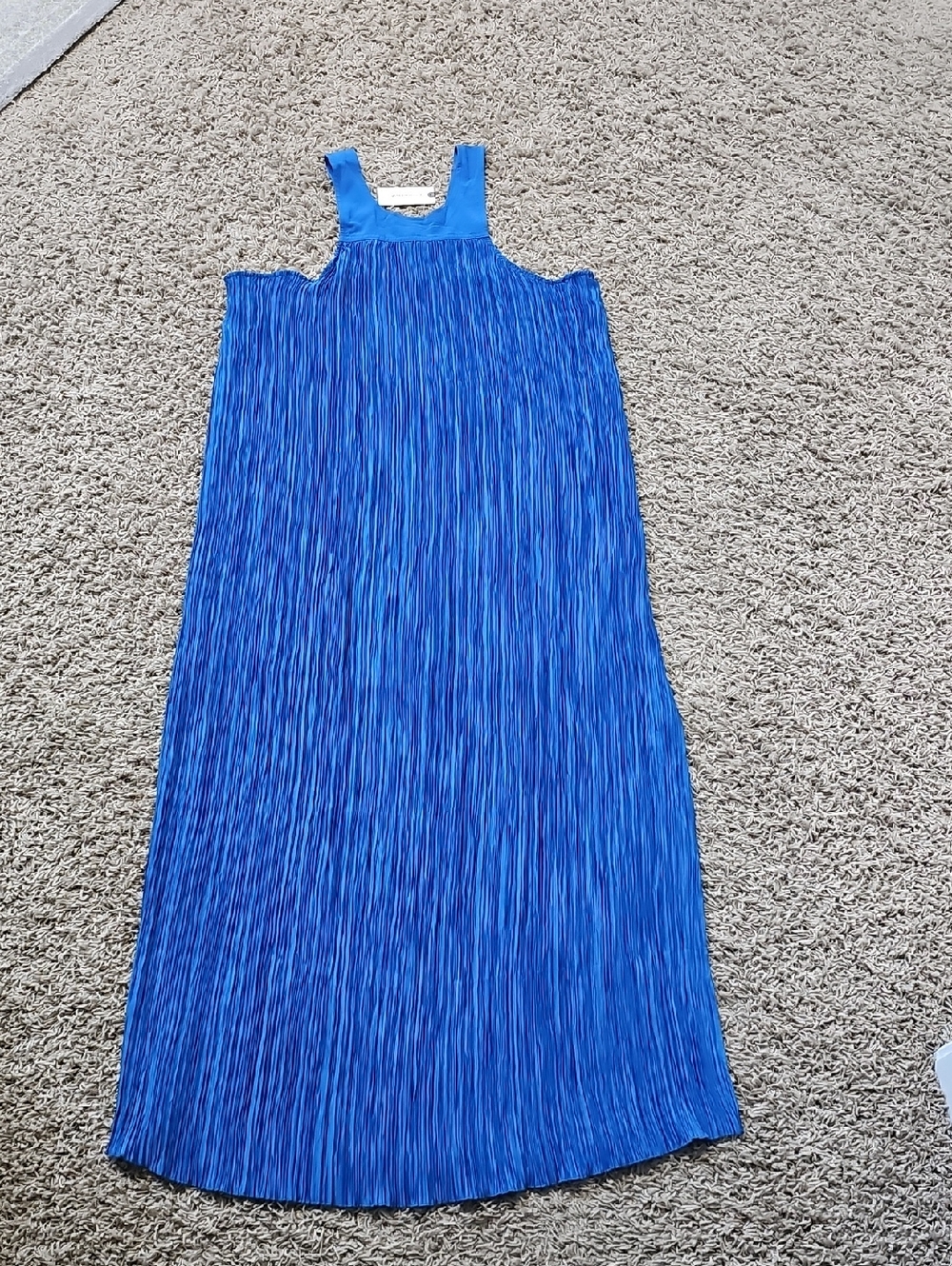 NWT Anthropilogie Dress Halter Plissé Sleeveless Large Maxi Blue Pleated - Picture 4 of 8